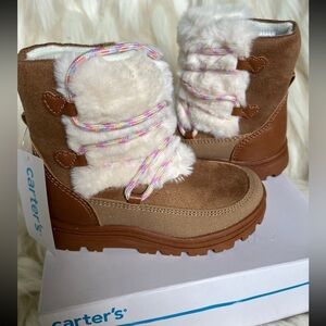 NWT NIB Little Kids Carters Areilla Faux Fur Boots Toddler Size 8